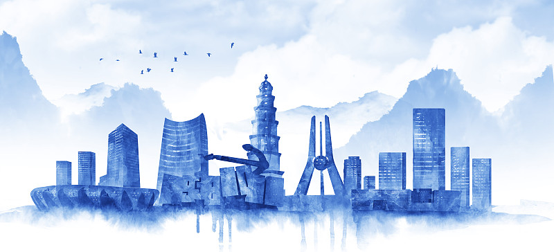 宜昌城市建筑插画图片下载