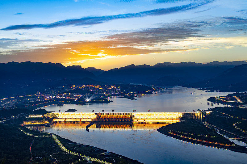 三峡大坝晚霞美图片下载