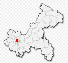 沙坪坝区在重庆市的位置（红色处）